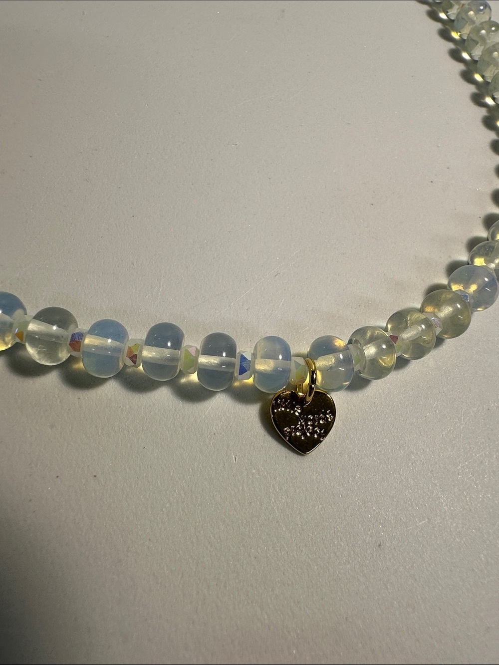 Little Words Project opalescent bead necklace shimmering blue with gold accent - Picture 7 of 7